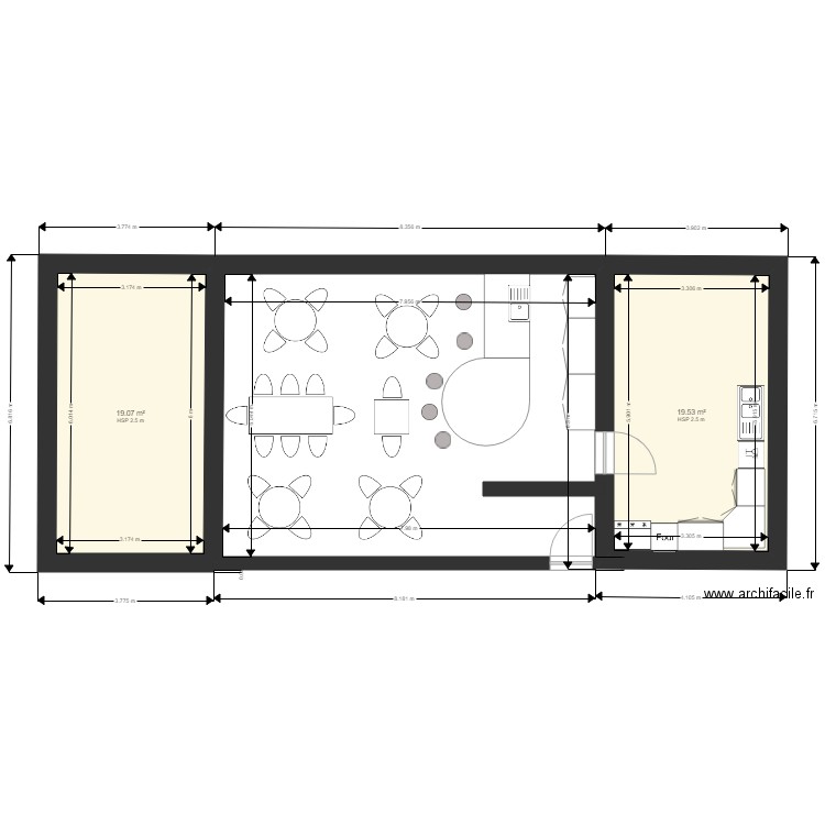 resto grange. Plan de 2 pièces et 39 m2