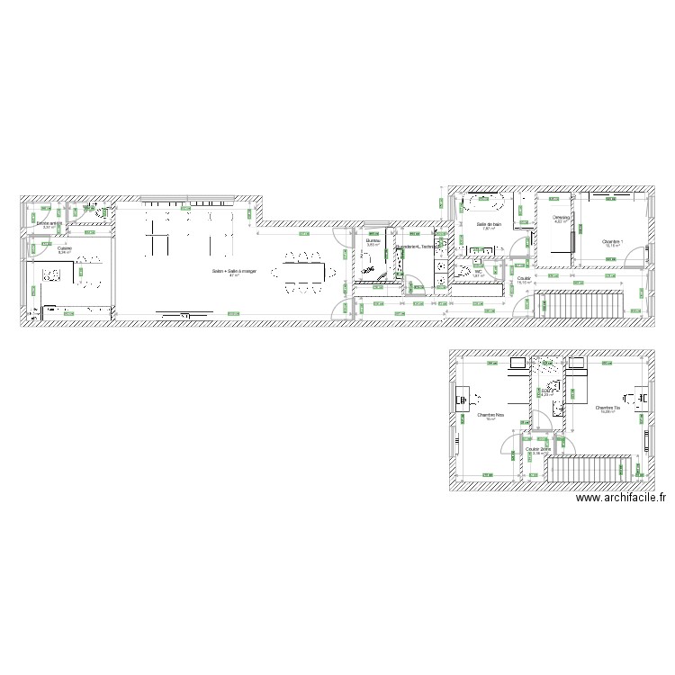 Plan côtes et mur. Plan de 0 pièce et 0 m2