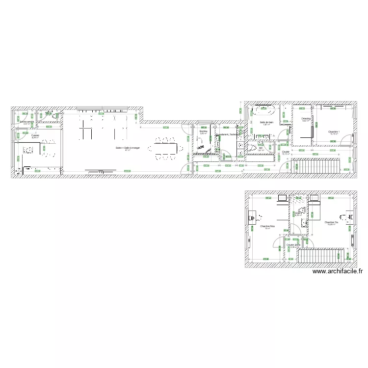 Plan c&ocirc;tes et mur. Plan de 