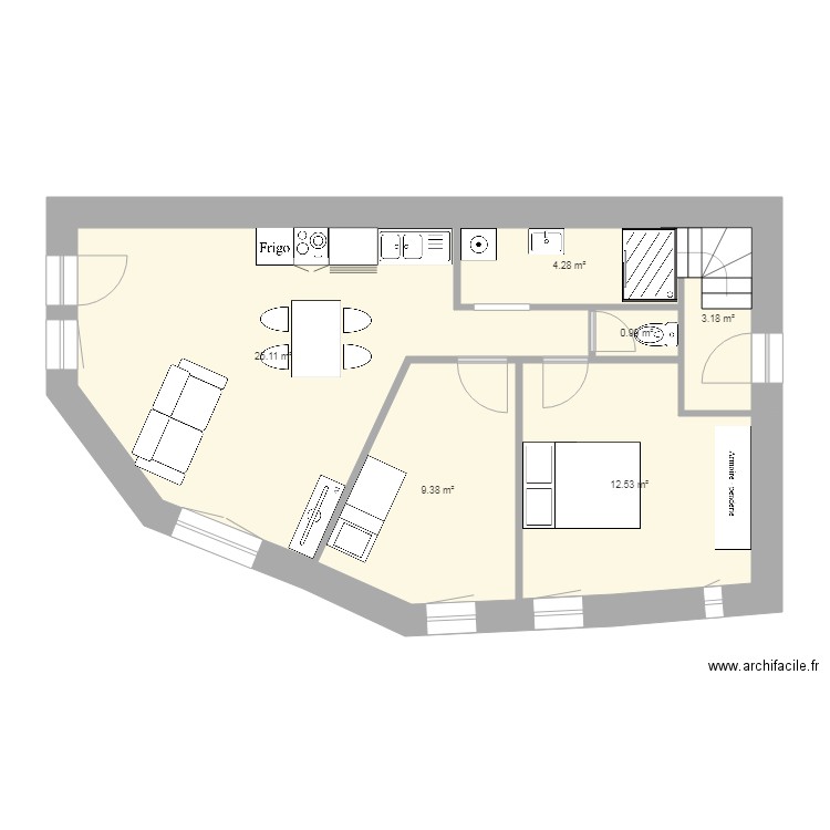 Projet Saint Etienne RDC. Plan de 0 pièce et 0 m2