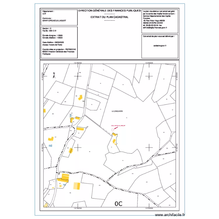 PLAN CADASTRAL ABRI VEHICULES. Plan de PLAN CADASTRAL ABRI VEHICULES. Plan de