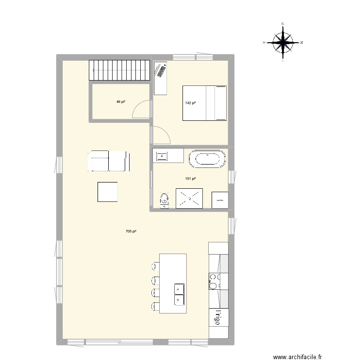 Penthouse. Plan de 4 pièces et 92 m2