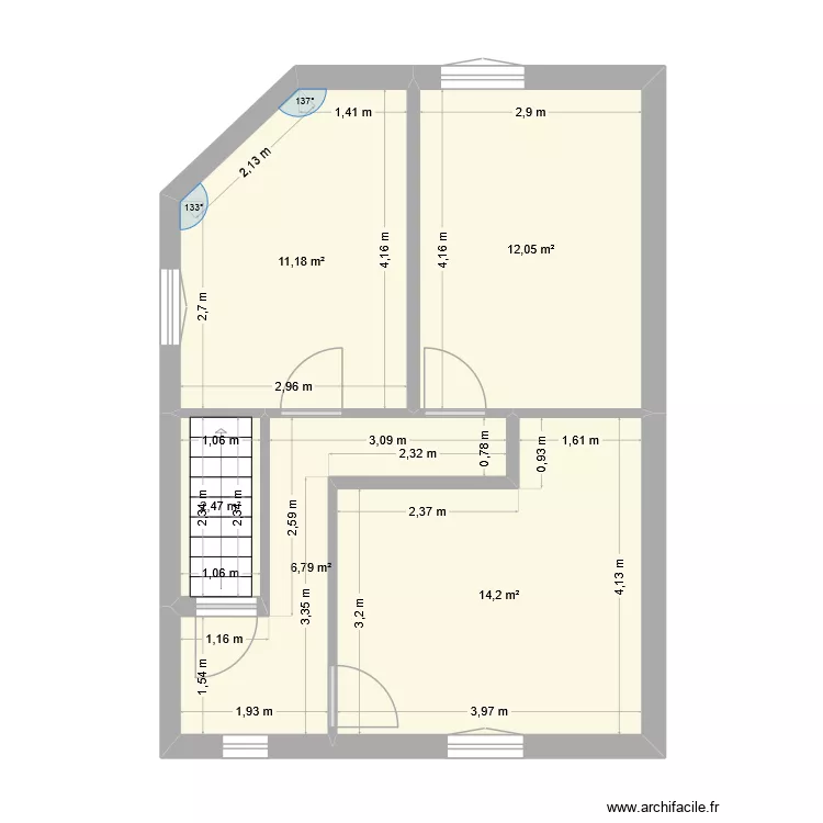 Wanecque etage 1. Plan de 5  et 47 m²