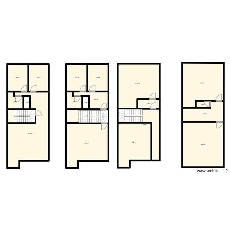 Gambetta. Plan de 21 pièces et 302 m2
