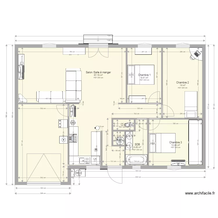 La MAISON avec les cotes 1. Plan de 