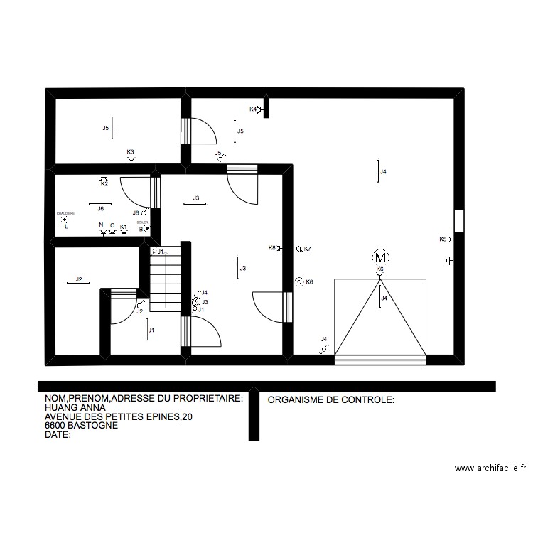 CAVE ANNA. Plan de 5 pièces et 65 m2