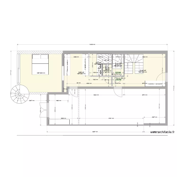 RDC plan agrandissement. Plan de 