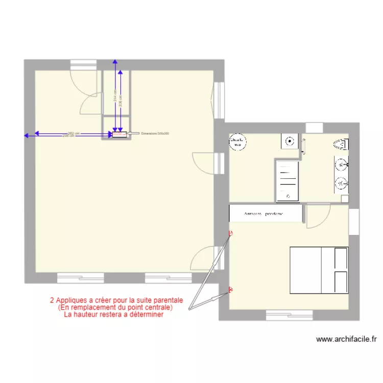 plan modif chambre parentale. Plan de 