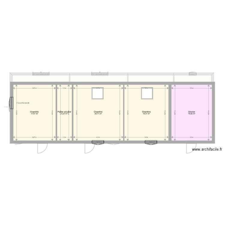 Lacour. Plan de 14 pièces et 182 m2