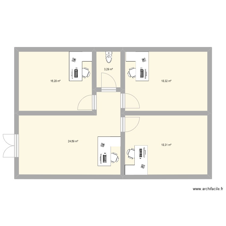 plan tomi 2. Plan de 5 pièces et 81 m2