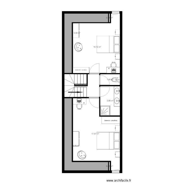 R2 avec mobilier version 2. Plan de 0 pièce et 0 m2