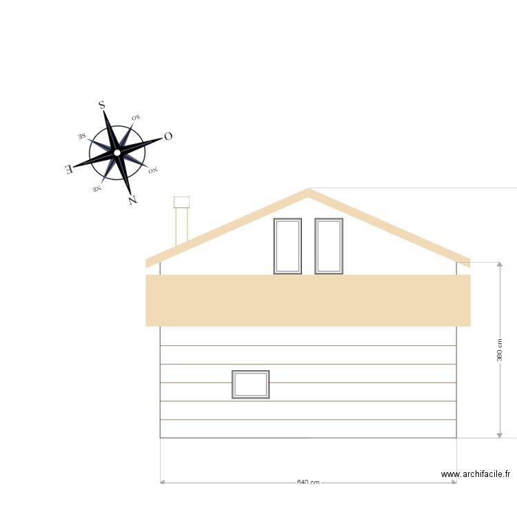 façade nord projet. Plan de 0 pièce et 0 m2