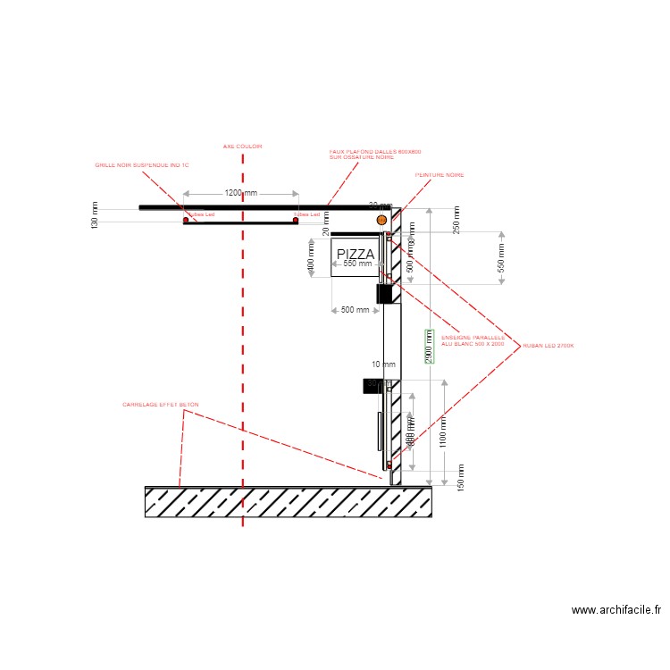 PLAN DE COUPE COULOIR. Plan de 0 pièce et 0 m2