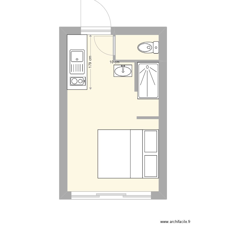 Love Room. Plan de 2 pièces et 15 m2