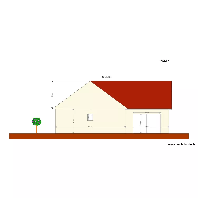 COUPE OUEST. Plan de 