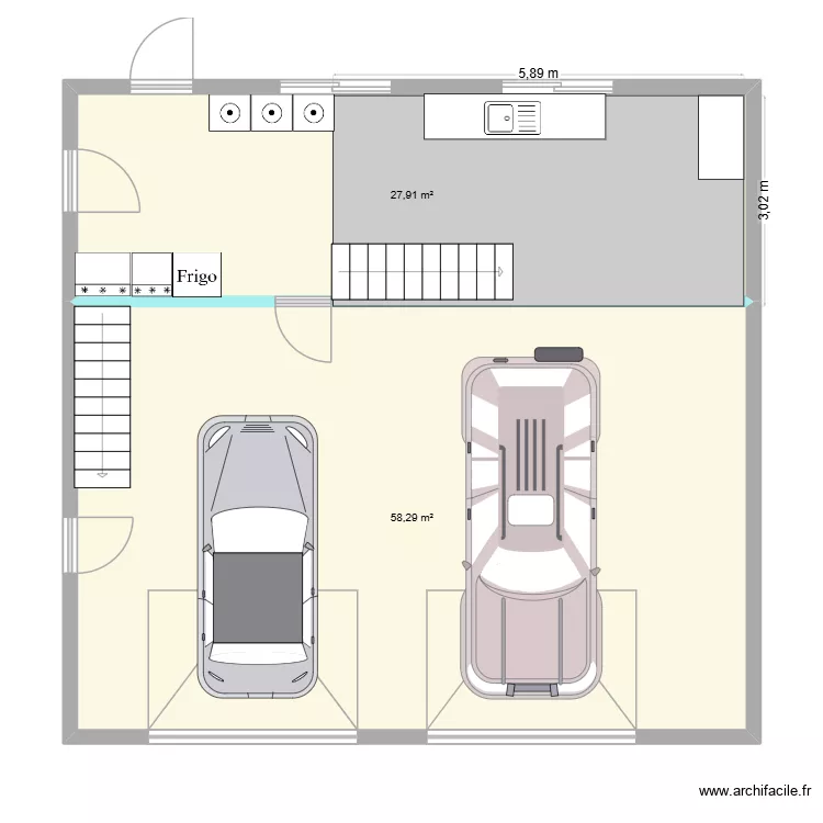 Plan garage v2026. Plan de 2 Pièces et 86 m²