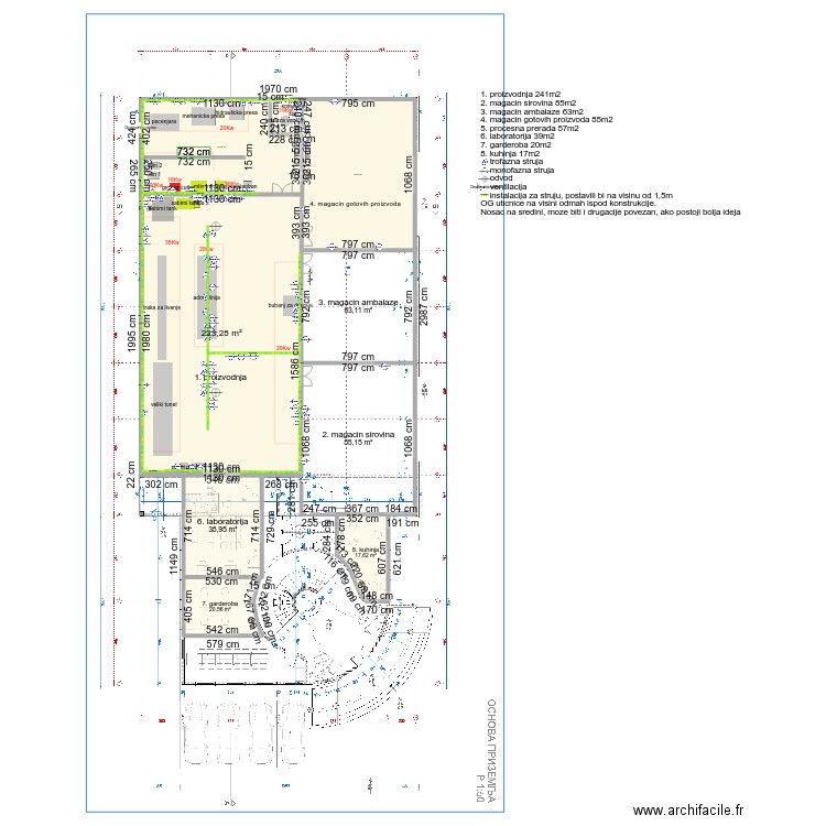 makis proizvodnja. Plan de 9 pièces et 607 m2