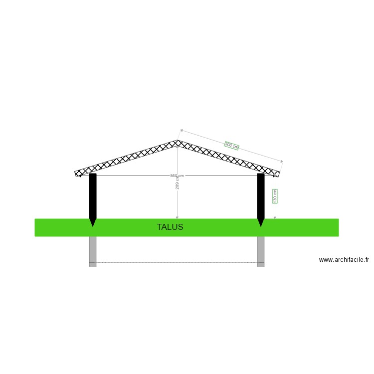 plan de coupe Face SUD. Plan de 0 pièce et 0 m2