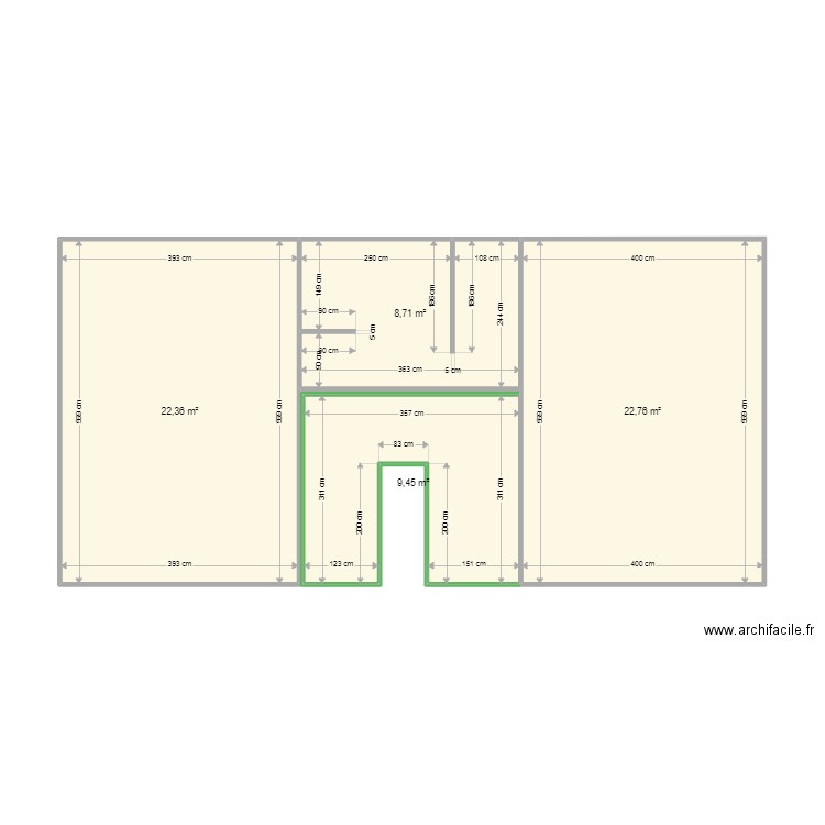 etage. Plan de 4 pièces et 63 m2