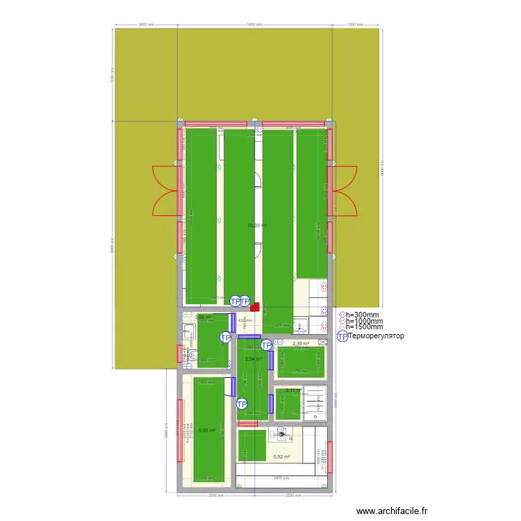Баня 4 модуля 1 ТП. Plan de 