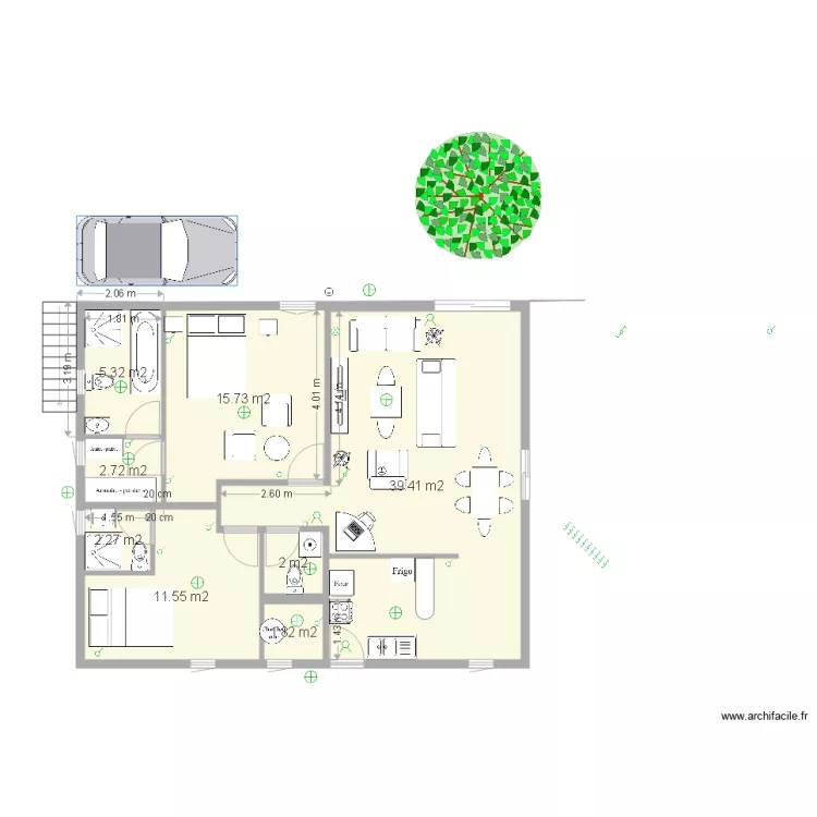 maison 2 chambre douche modif. Plan de 