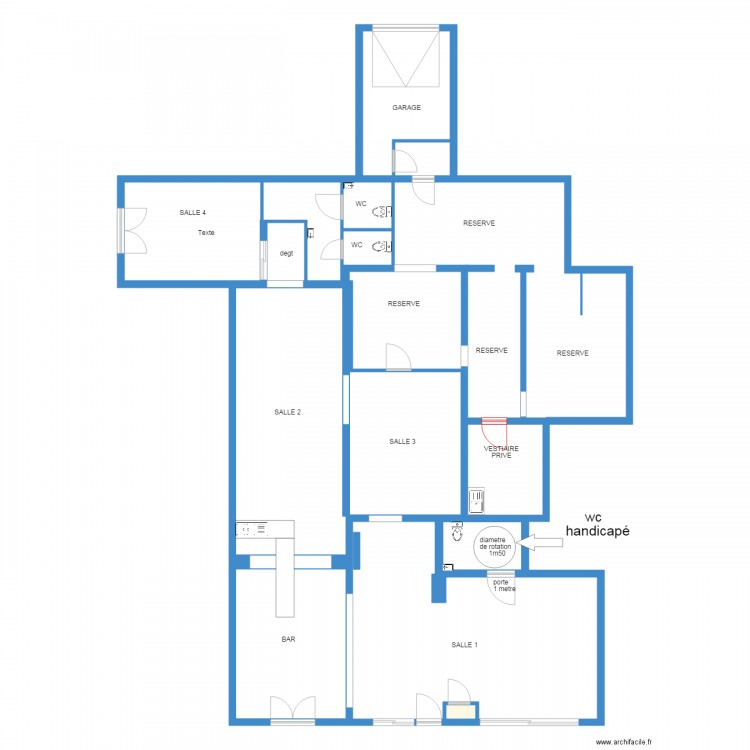 place st ame option wc handicapé. Plan de 0 pièce et 0 m2