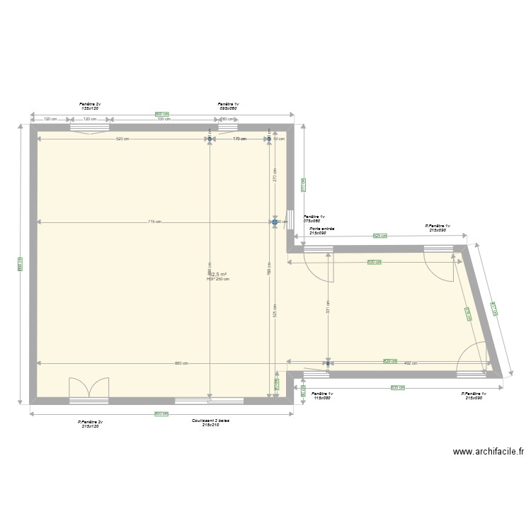 Les valayans 3. Plan de 1 pièce et 83 m2