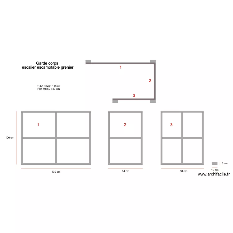 Garde corps escalier escamotable grenier. Plan de 
