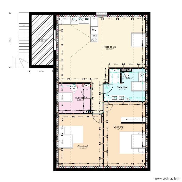 MAISON PLACO MURAL ETAGE. Plan de 10 pièces et 90 m2