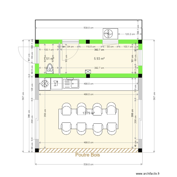 pool house 8. Plan de 3 pièces et 25 m2