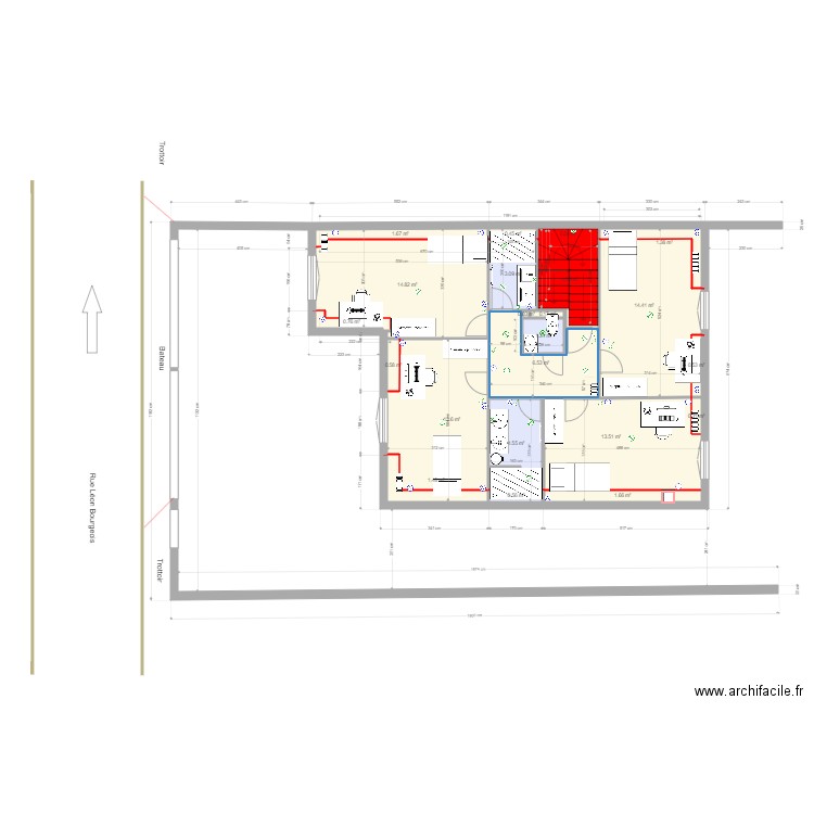 33 LB étage 3 v4. Plan de 22 pièces et 87 m2