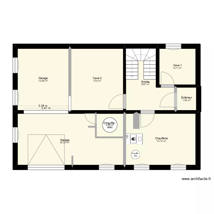 RDC 1. Plan de 8  et 83 m²