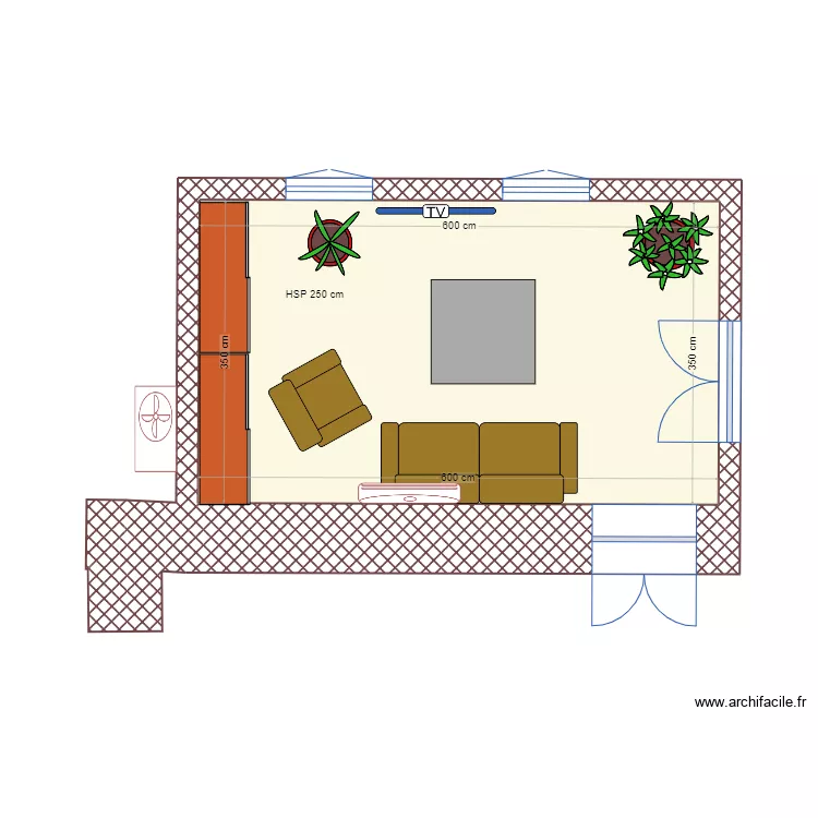 agrandissement salon. Plan de 