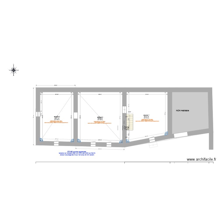 etage avec cloisons V1. Plan de 0 pièce et 0 m2