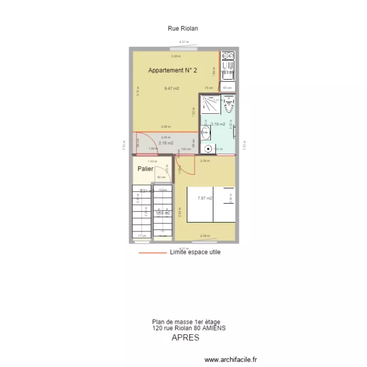 PLAN DE MASSE RIOLAN 1er &eacute;tage am&eacute;nag&eacute;. Plan de 