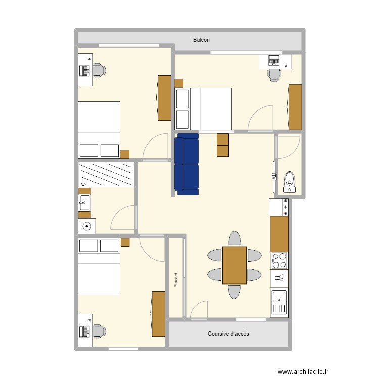 wilson. Plan de 9 pièces et 71 m2