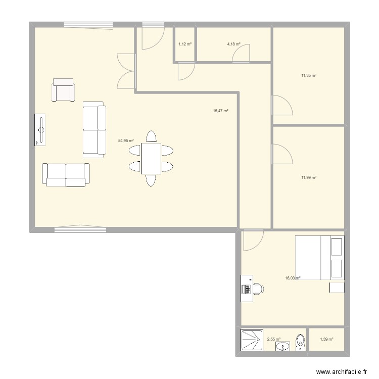 Akyuz. Plan de 9 pièces et 119 m2