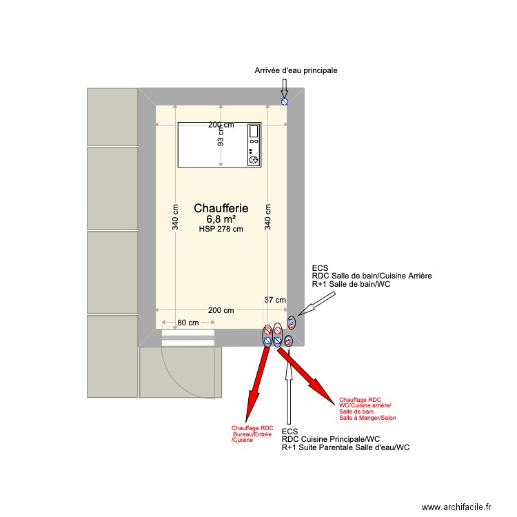 CHAUFFERIE DELCAILLOU. Plan de 1 pièce et 7 m2