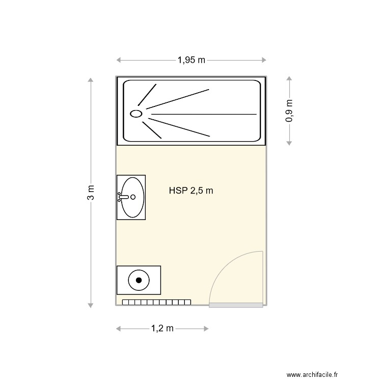 DORRON. Plan de 1 pièce et 6 m2