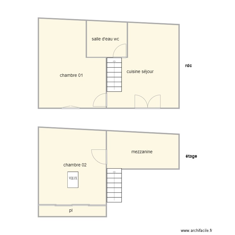 perraudeau am 1204. Plan de 5 pièces et 61 m2