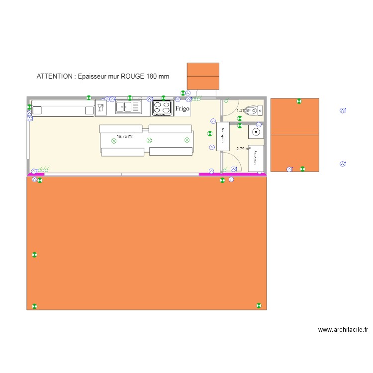 module espace social. Plan de 0 pièce et 0 m2