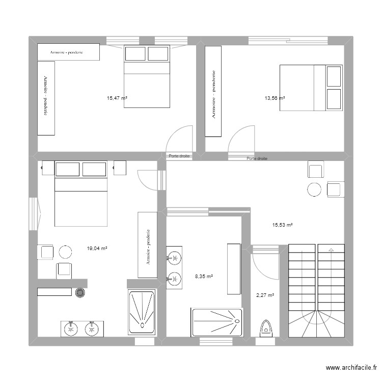 saar. Plan de 6 pièces et 74 m2