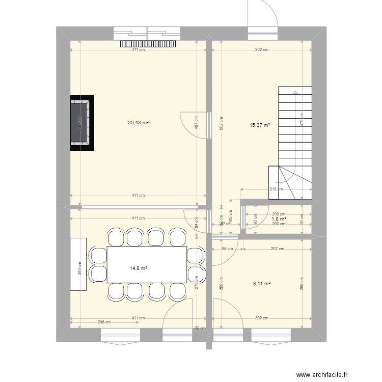 Parquet. Plan de 20 pièces et 182 m2