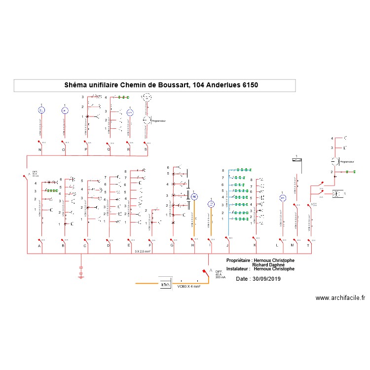 shema unifilaire Anderlues. Plan de 0 pièce et 0 m2