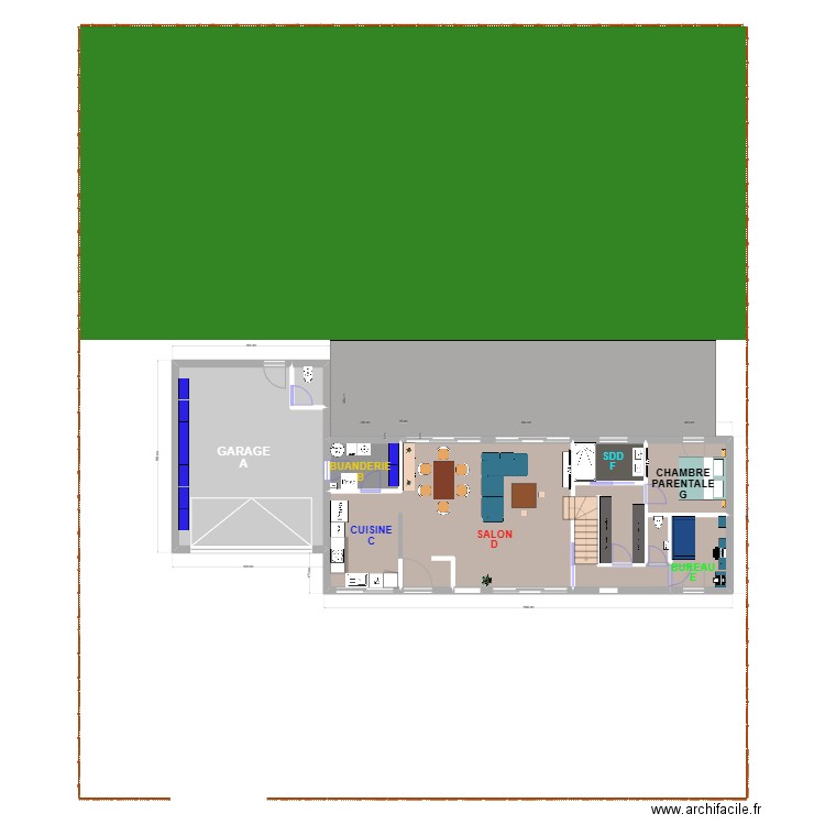 MAISON BEAUFORT. Plan de 9 pièces et 140 m2