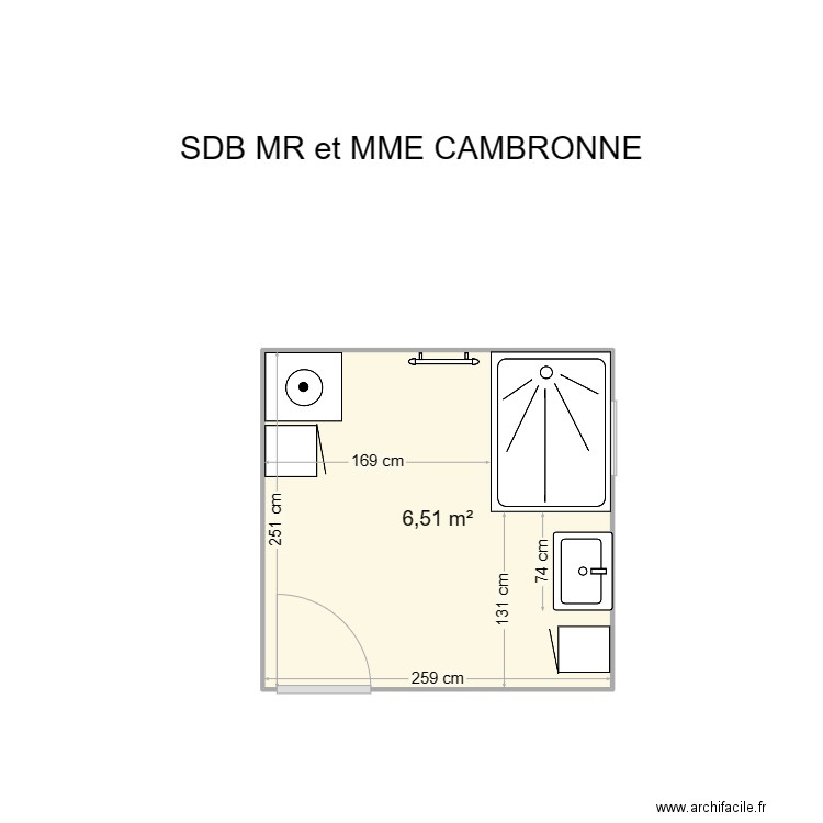 cambronne. Plan de 1 pièce et 7 m2