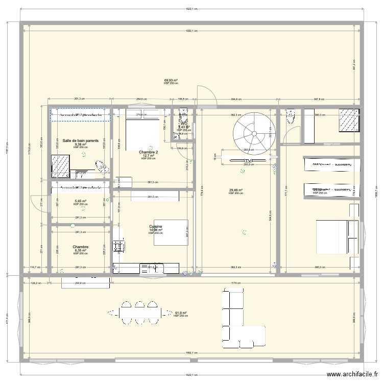 maison PK11 rénov finale dressing. Plan de 10 pièces et 241 m2