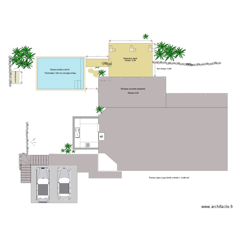 Tetavake projet deck et piscine 2. Plan de 0 pièce et 0 m2