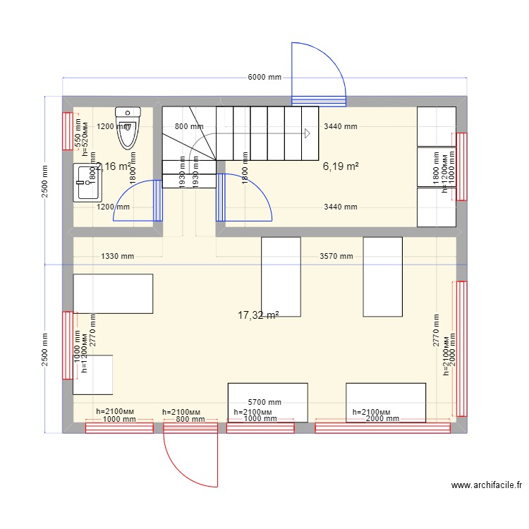 Екатерина Скитские пруды. Plan de 5 pièces et 40 m2