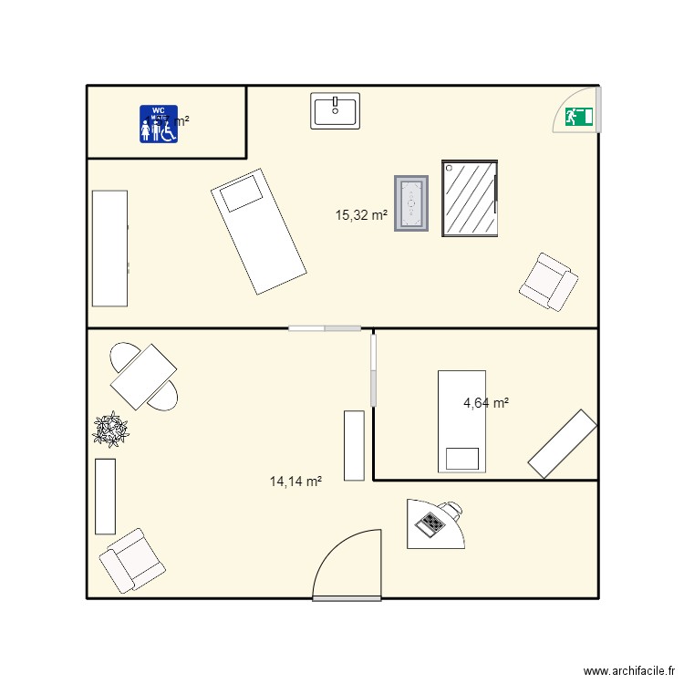 Institut L. Plan de 4 pièces et 36 m2